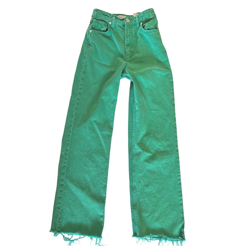 Zara Teal Green Wide-Leg Flare Jeans